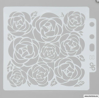 Трафарет пластик "Крупные розы" 13 х 14 см