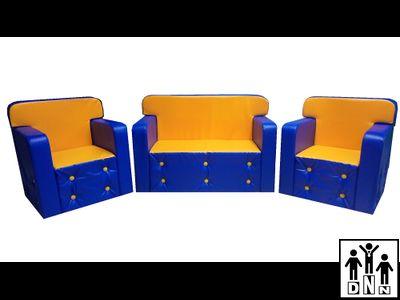 Детская игровая мебель «Комфорт» (без столика) синий / желтый