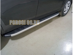 Пороги алюминиевые с пластиковой накладкой (карбон серебро) 1820 мм ТСС для Haval DARGO 2022-