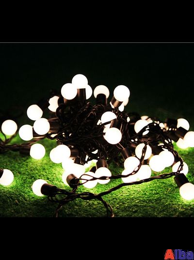 Гирлянда шарики 23мм, 10 м БЕЛЫЙ холодный 220В