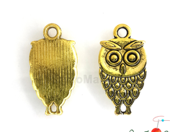 ПОДВЕСКА В ТИБЕТСКОМ СТИЛЕ "СОВА" - 18*10мм - АНТИЧНОЕ ЗОЛОТО