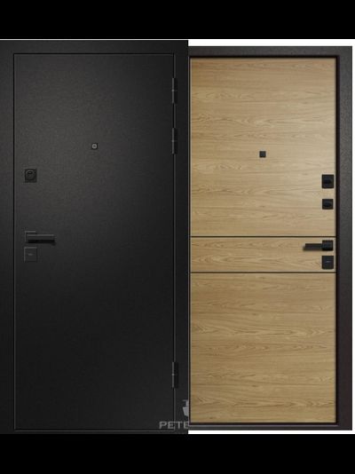 Дверь МЕДЕЯ-315 Сатин черный\Дуб европейский горизонтальный