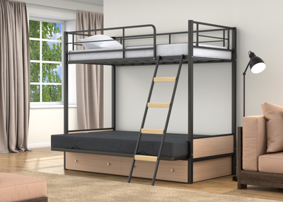 Двухъярусная кровать-диван Дакар 2 Черный (вставки дуб молочный) фото 7