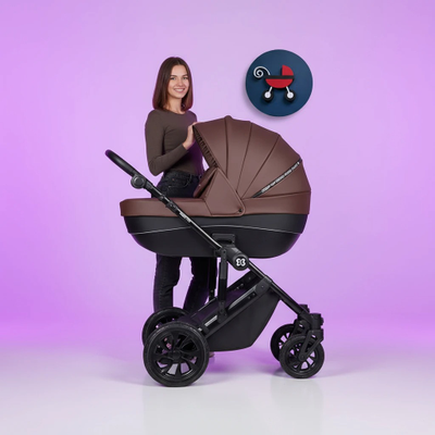 Детская коляска 3 в 1 Farfello Molly Trio Шоколадный (Экокожа)