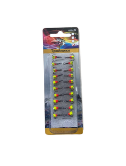 Тройной крючок с камнем размер: #12 (1уп-20шт кр.)