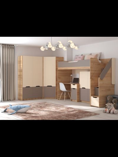 Rich Стол письменный СП-001 Дуб Крафт золотой - Миндаль/Глиняный серый