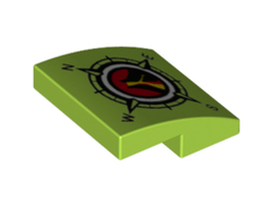 Slope, Curved 2 x 2 x 2/3 with Volcano Explorers Logo Compass Pattern, Lime (15068pb084 / 6152204)