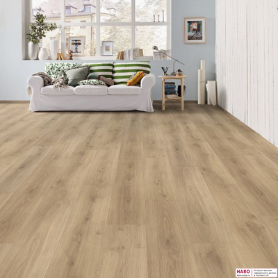 Декор ламината Haro Дуб Эмилия Пуро 538750 в интерьере комнаты