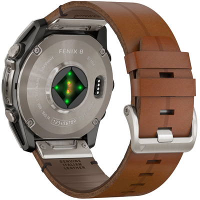 Часы Garmin Fenix 8 -51mm AMOLED Sapphire Bare Titanium / Black / Chestnut Leather Band