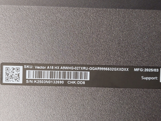 MSI Vector A18 HX A9WHG-027XRU ( 18.0 WQXGA IPS 240Hz AMD Ryzen 9 9955HX RTX5070Ti (12Gb) 32Gb 1TB SSD )