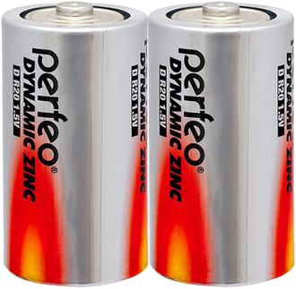 Батарейка D солевая Perfeo R20/2SH Dynamic Zinc 2 шт