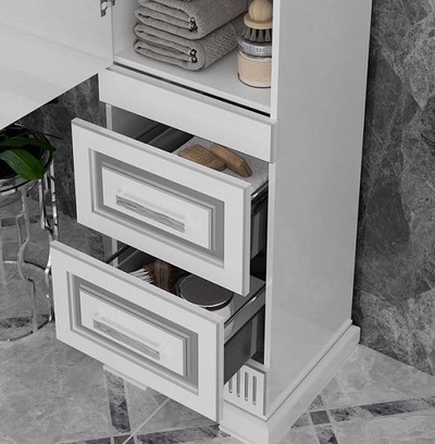 Пенал Opadiris Оникс 50 белый глянцевый с серебряной патиной, левый