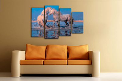 Модульная картина "Белые лошади"