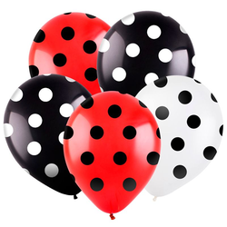 Воздушный шар "Горошек черно-белое" черные 30 см. (Мексика)
