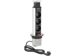 Удлинитель для офиса D60  серый  AE-BPW3S60-80 с проводом 1,5 метра GTV