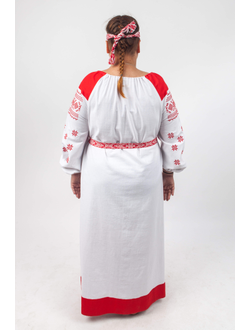 Платье льняное славянское с вышивкой. Русская поликовая рубаха