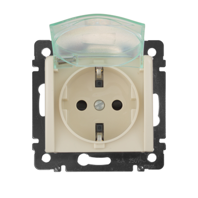 Legrand 774120, Valena Розетка влагозащищенная с крышкой, IP 44, слоновая кость, вид спереди