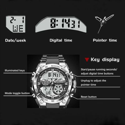 Мужские кварцевые цифровые наручные часы LIGE 8971