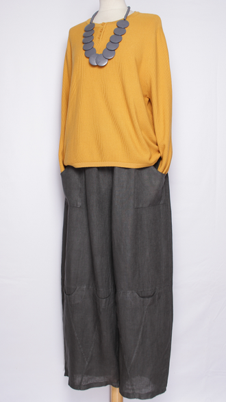 Брюки Бохо"Лён широкие с кармашками" т.синие, хаки, графит,св. бежевые  р.48-58