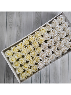 МИКС Розы из мыла 50 шт "Корея" Белый - Светло-кремовый