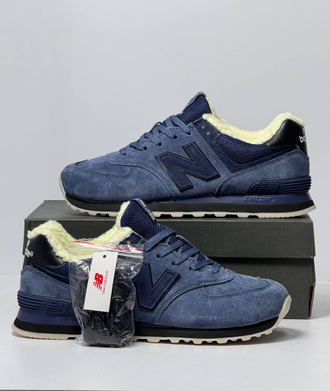 New Balance 574  Total Blue с мехом