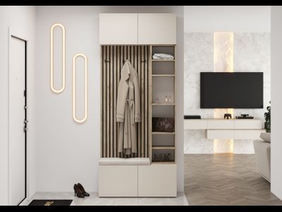 БОХО Прихожая Корпус - Дуб Крафт серый Фасад ЛДСП - Кашемир 5981 BS