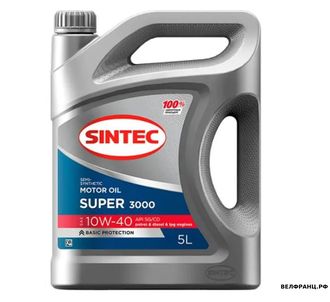Акция 5л по цене 4л Sintec Super 3000 10W40 5L мотор. полусинт. SG/CD