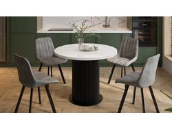 Стол обеденный Эридан Тип 1 Черный муар/Стекло глянцевое белое