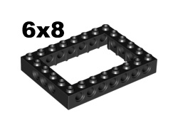 Technic, Brick 6 x 8 Open Center, Black (32532 / 3253226 / 4144026 / 4162897 / 4188143 / 6448394)