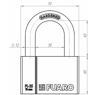 Замок навесной Fuaro PL-2570 (70 мм) 4 "фин." кл. БЛИСТЕР