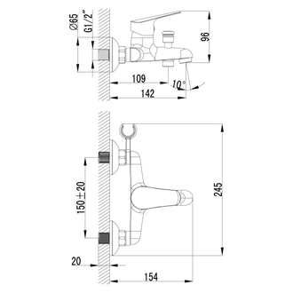 Смеситель для ванны Partner LM6552C