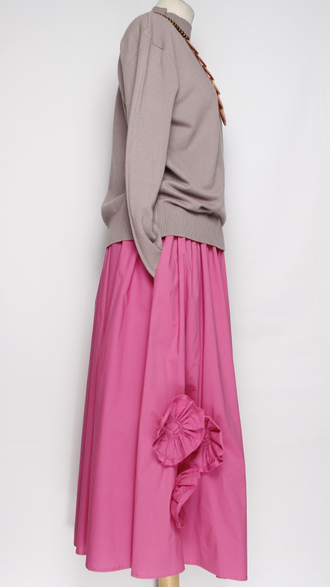 ЮБКА НАРЯДНАЯ ХЛОПОК "АППЛИКАЦИИ ЦВЕТЫ " фуксия до р.54