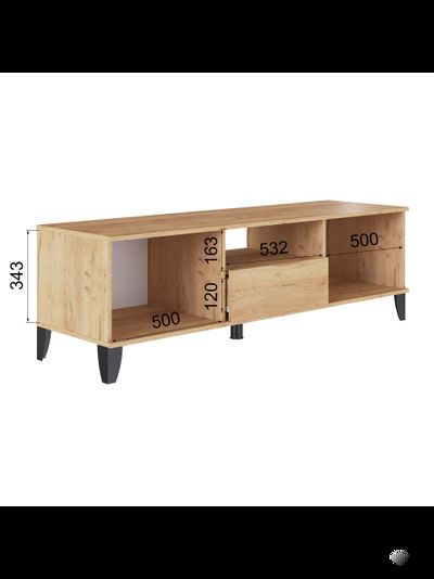 ТВМ-2 Тумба под ТВ Дуб крафт золотой/Белый с тиснением