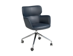 Поворотный офисный стул 4110/A208-5C синий с подлокотниками купить в Ялте