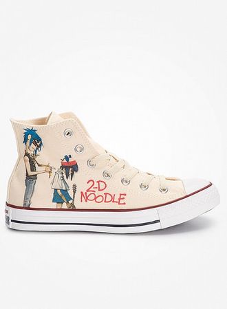 Кеды Converse x FAB LAB: Gorillaz высокие бежевые