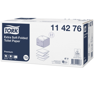 114276 Tork Premium листовая туалетная бумага мягкая в пачке Система T3 белая