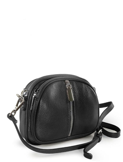 (АРТИКУЛ: 7865/0/0) СУМКА ЖЕНСКАЯ НЕБОЛЬШАЯ, НАТУРАЛЬНАЯ КОЖА, ЧЕРНАЯ , ТРИ ОТДЕЛЕНИЯ, С ДЕКОРАТИВНОЙ МОЛНИЕЙ, ДЛИННЫЙ РЕМЕНЬ  ЧЕРЕЗ ПЛЕЧО