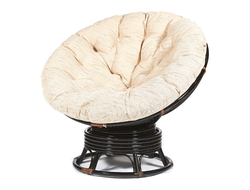 Кресло-качалка плетёное «Папасан» (Papasan 23/01B) + Подушка (Antique brown (античный чёрно-коричневый))