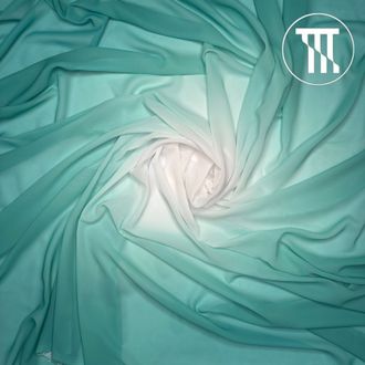 Шифон градиент, цв. Белый + Мятно-бирюзовый (R=75см)