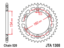 Звезда ведомая алюминиевая JT JTA1308.42 (JTA1308-42) (A1308-42) для Honda Road