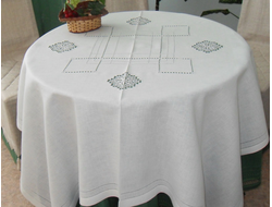 Комплект льняного столового белья "Кордилина" - прямоугольная скатерть с вышивкой 140*230 см и салфетки 6 шт.