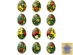 Вафельная картинка "Яйца Хохлома" А4