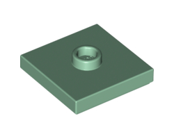Plate, Modified 2 x 2 with Groove and 1 Stud in Center (Jumper), Sand Green (87580 / 6186826)