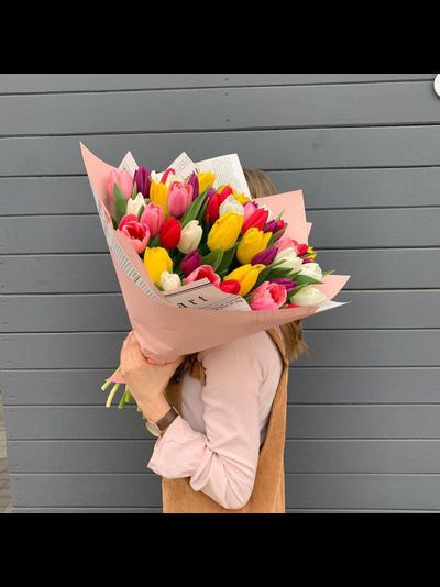 Букет из 51 тюльпана: микс