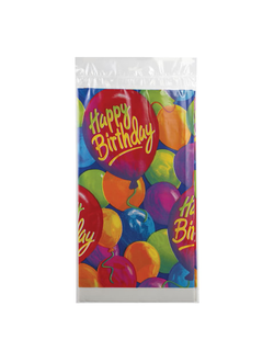 Скатерть полиэтилен, 140х260 см, шары "С днем рождения", 1502-0522