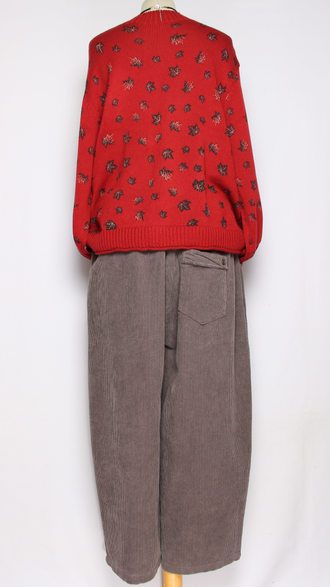 ДЖЕМПЕР ХЛОПОК "СТОЙКА МЕЛКИЕ ЛИСТИКИ" вино, мокко, шоколад до р.54