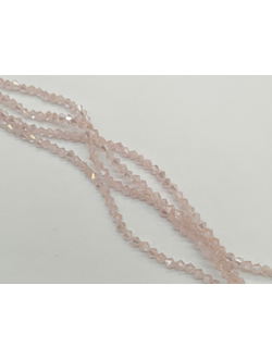 Бусины стеклянные граненые "Биконус", 3 мм, цвет розовый перламутр (368)