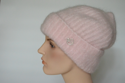 Берет вязаный розовый с отворотом Vizio Италия 6946 BRO