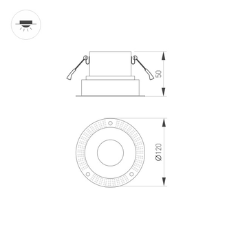 Корпус Arlight PLURIO-BASE-BUILT-TRIMLESS-R120 (1-2, 200mA) (Белый/Чёрный)