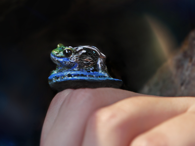 "Водный мир. Пробуждение", кольцо-миниатюра с волшебным островом и крылатой лягушкой